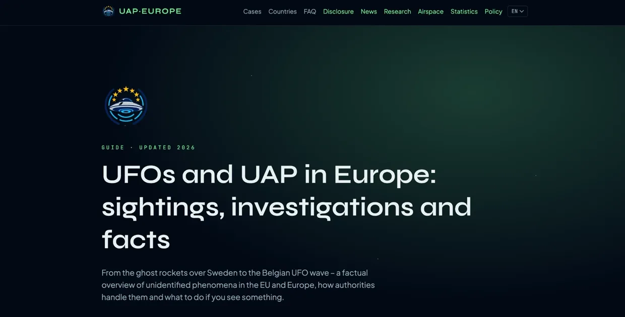UAP Europe — UFOs and UAP in Europe: sightings, investigations and facts